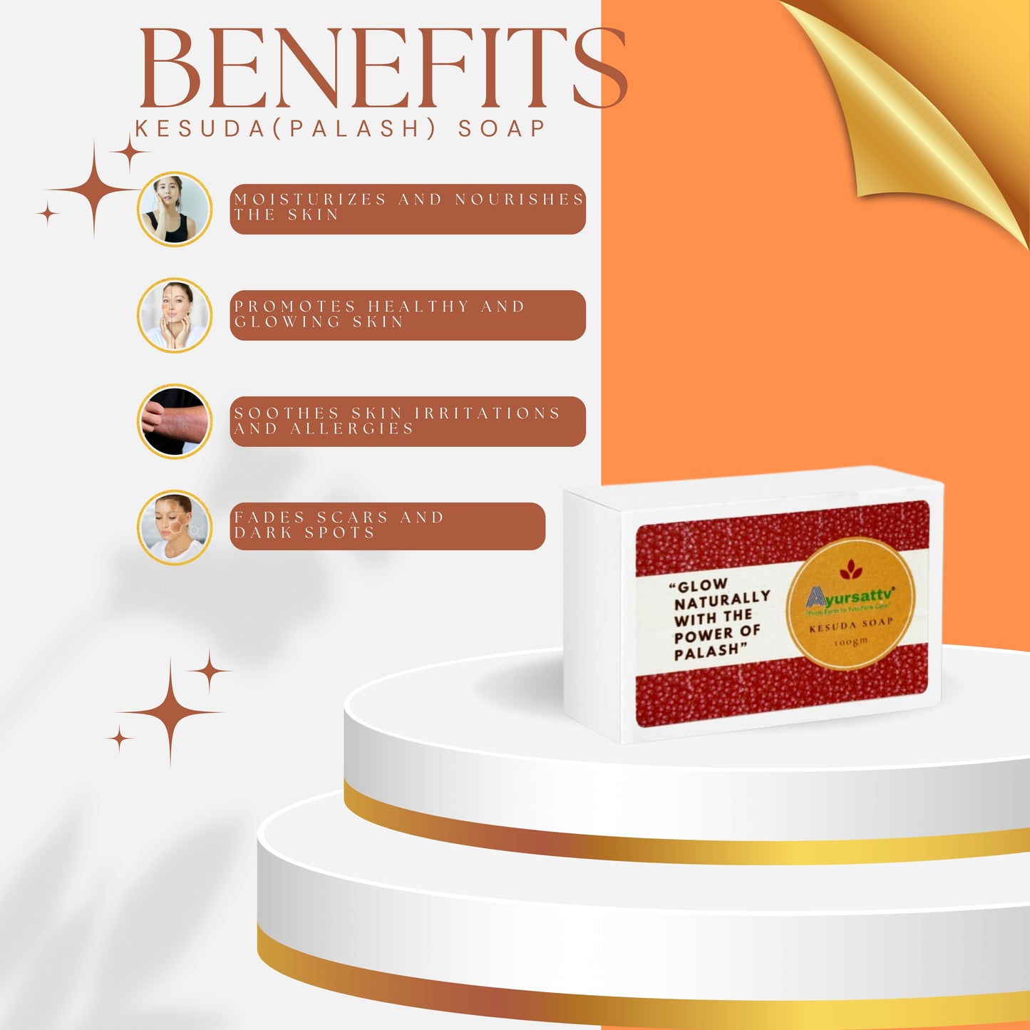 Ayursattv Kesuda Soap – Natural Glow with Palash Extracts – Revitalize Your Skin with Ayurvedic Care & Freshness!