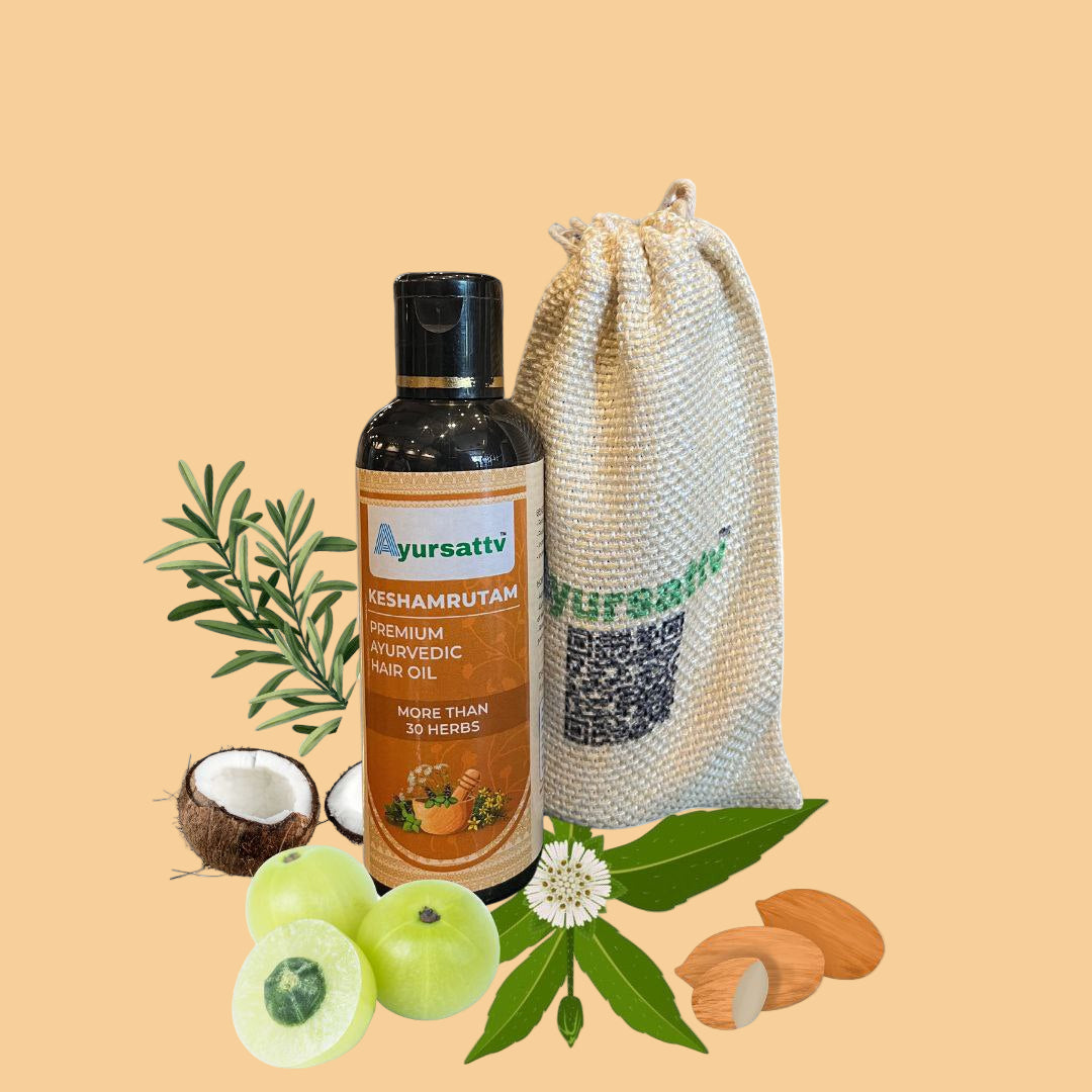 Ayursattv Keshamrutam Plus Hair Oil for Men & Women || Hair Fall Control and Hair Growth with Coldpress Coconut oil || Rosemary || Bhringraj || Amala || Almond || Hair Growth Oil -100 ml|| Pack of 2