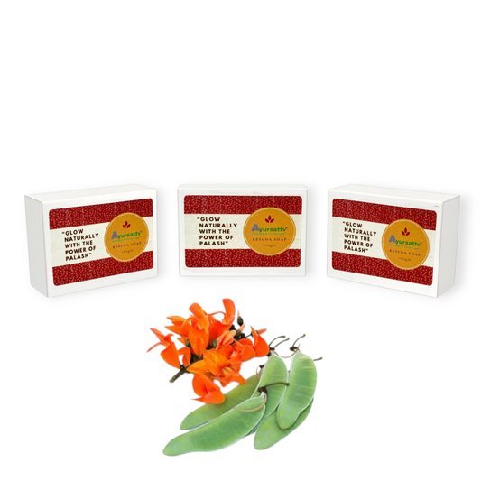 AyurSattv Kesuda Soap – Natural Glow with the Power of Palash pack of 3 [100 * 3] 300gm Care & Freshness with pure botanical ingredients