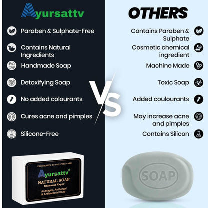 Ayursattv Natural Handmade Herbal Soap With Real Bhimseni Kapoor For All Skin Type Antiseptic, antifungal & antibacterial soap, bhimseni kapur soap(pack of 5) [100 * 5] [500GM]