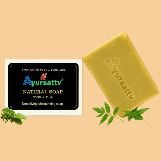 Ayurvedic Handmade Neem Tulsi Soap for Detoxifying Moisturising Skin