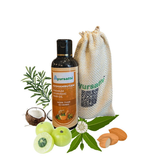Ayursattv Keshamrutam Plus Hair Oil for Men & Women || Hair Fall Control and Hair Growth with Coldpress Coconut oil || Rosemary || Bhringraj || Amala || Almond || Hair Growth Oil -100 ml||